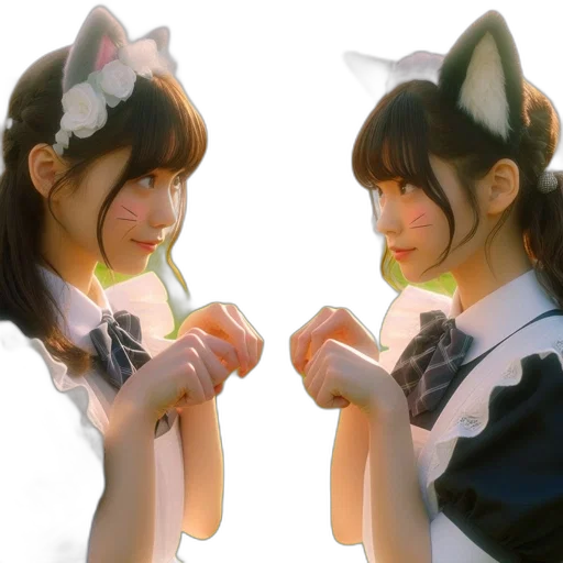 anime, 3d render, photorealistic, oil painting, monochrome, pastel, two, young transparent PNG cut-out