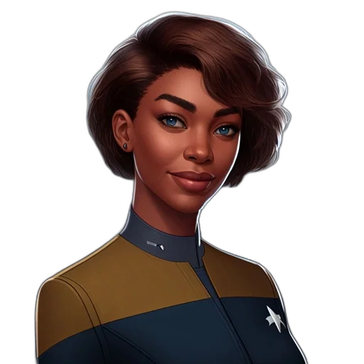 staff, face, concept art, fantasy art, pixel art, comic book art, outer space, female transparent PNG cut-out