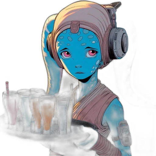 robot, staff, creature, concept art, anime, pixel art, fantasy art, outer space transparent PNG cut-out
