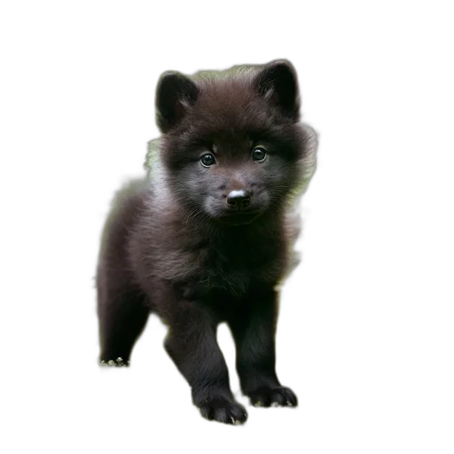 animal, creature, staff, face, photorealistic, 3d render, young, black-coated transparent PNG cut-out
