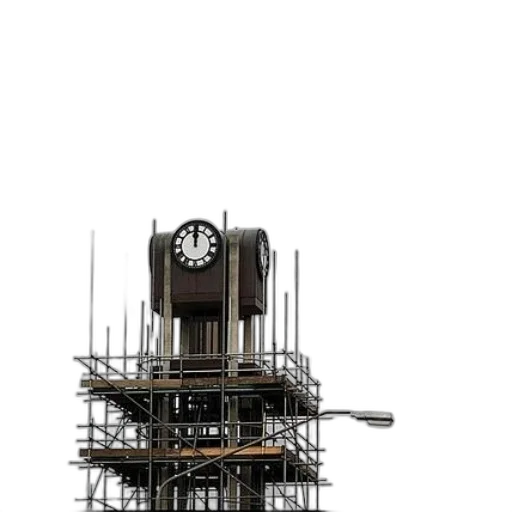 building, robot, staff, 3d render, clock, tower, under, construction transparent PNG cut-out