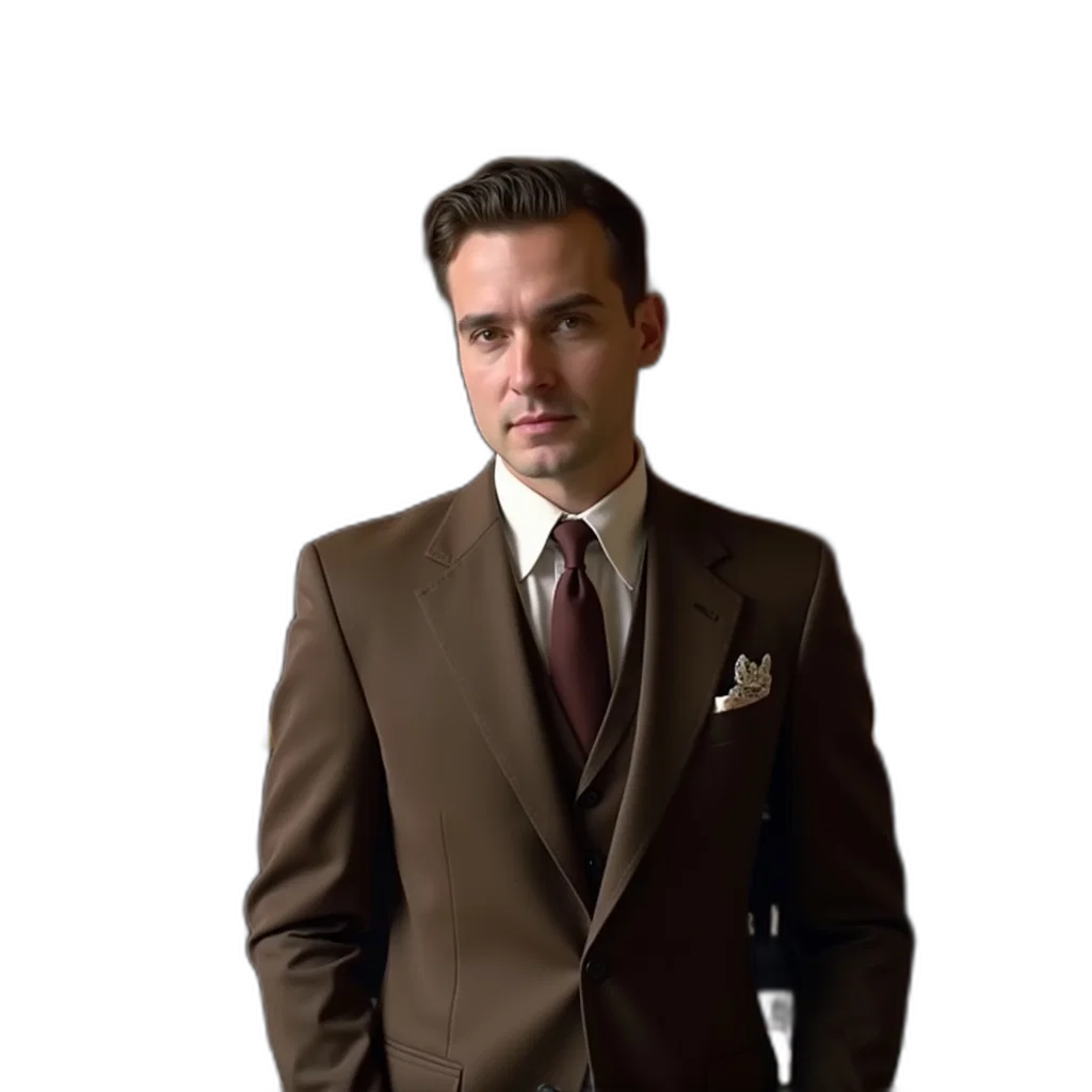 staff, face, jacket, photorealistic, earth tones, man, brown, suit transparent PNG cut-out