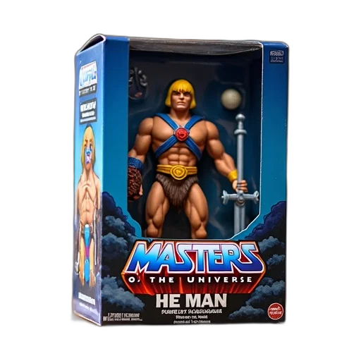 comic book art, 3d render, concept art, box, masters, universe, action, figures transparent PNG cut-out