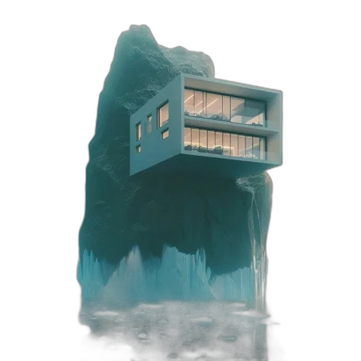building, furniture, concept art, 3d render, fantasy art, photorealistic, fog, underwater transparent PNG cut-out