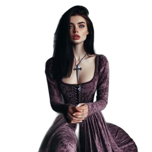 dress, jewelry, crown, fantasy art, concept art, photorealistic, pixel art, dark transparent PNG cut-out