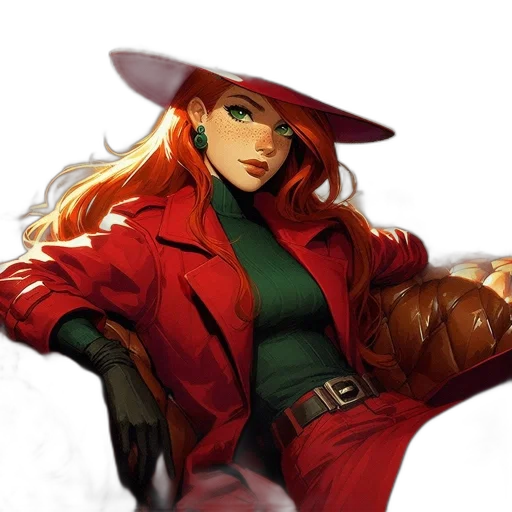 jacket, hat, comic book art, concept art, fantasy art, pixel art, red, green transparent PNG cut-out