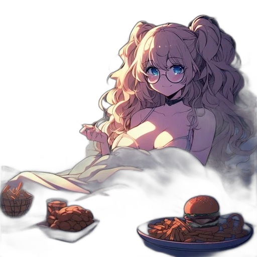 food, creature, anime, concept art, pixel art, vaporwave, night, fire transparent PNG cut-out