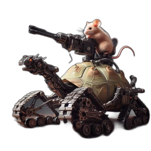 weapon, robot, animal, car, concept art, 3d render, photorealistic, mouse transparent PNG cut-out