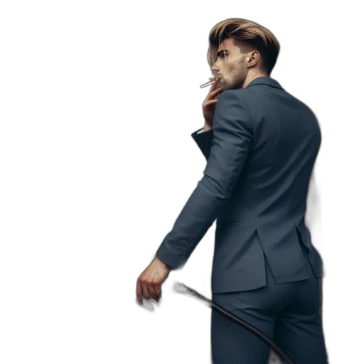 jacket, staff, umbrella, weapon, concept art, photorealistic, man, blue transparent PNG cut-out