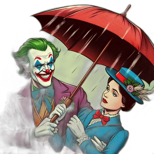 umbrella, mask, comic book art, concept art, watercolor, cartoon, rain, underwater transparent PNG cut-out