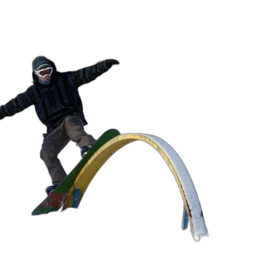 weapon, staff, sword, mask, 3d render, concept art, snowboarder, wearing transparent PNG cut-out