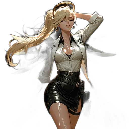 staff, concept art, comic book art, anime, fantasy art, monochrome, female, animated transparent PNG cut-out