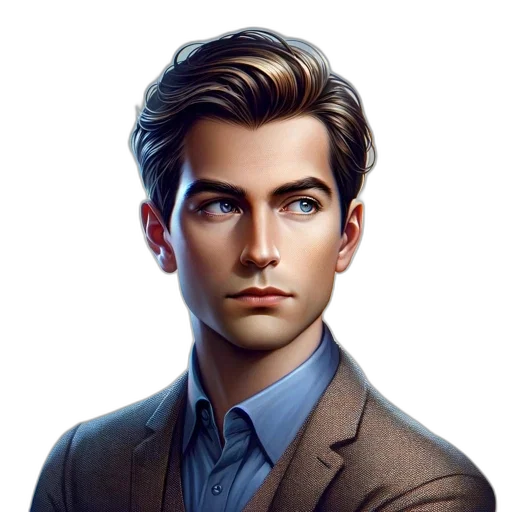 face, jacket, staff, hair, photorealistic, concept art, fantasy art, comic book art transparent PNG cut-out
