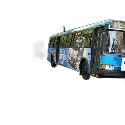 car, photorealistic, 3d render, concept art, blue, bus, advertisement, side transparent PNG cut-out