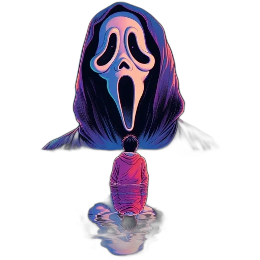 mask, creature, face, hair, concept art, 3d render, pixel art, vaporwave transparent PNG cut-out