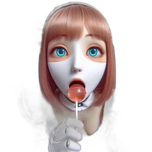 mask, face, robot, staff, 3d render, concept art, photorealistic, anime transparent PNG cut-out