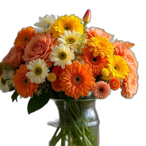 flower, photorealistic, colorful, basket, oranges, yellows, flowers, salle transparent PNG cut-out