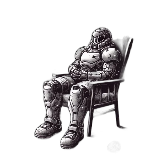 robot, furniture, face, jacket, concept art, pixel art, comic book art, 3d render transparent PNG cut-out