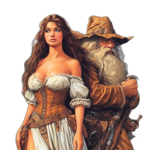 dress, fantasy art, concept art, comic book art, oil painting, fog, fire, forest transparent PNG cut-out
