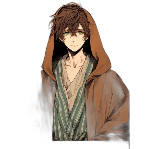 staff, jacket, mask, fantasy art, anime, pixel art, concept art, earth tones transparent PNG cut-out