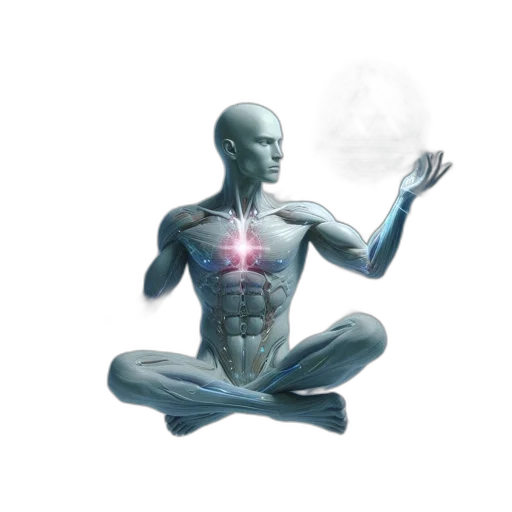 robot, jewelry, concept art, 3d render, photorealistic, metallic, humanoid, meditative transparent PNG cut-out