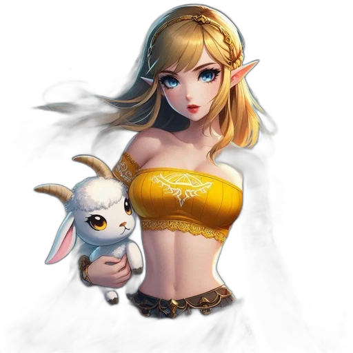 dress, staff, animal, weapon, fantasy art, concept art, pixel art, 3d render transparent PNG cut-out