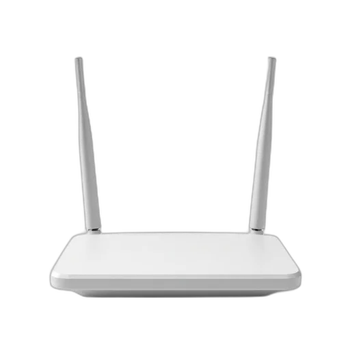 crown, white, router, two, silver, antennas, displayed, against transparent PNG cut-out