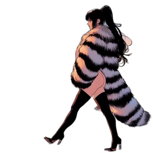 animal, creature, dress, concept art, watercolor, comic book art, fantasy art, monochrome transparent PNG cut-out