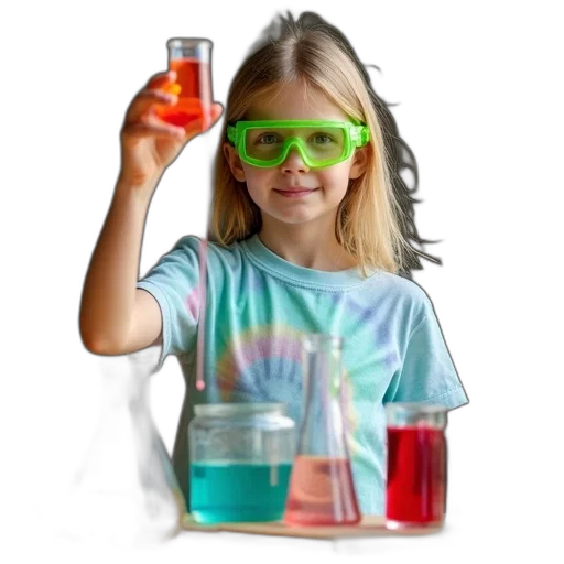 bottle, 3d render, young, girl, blonde, hair, wearing, green transparent PNG cut-out