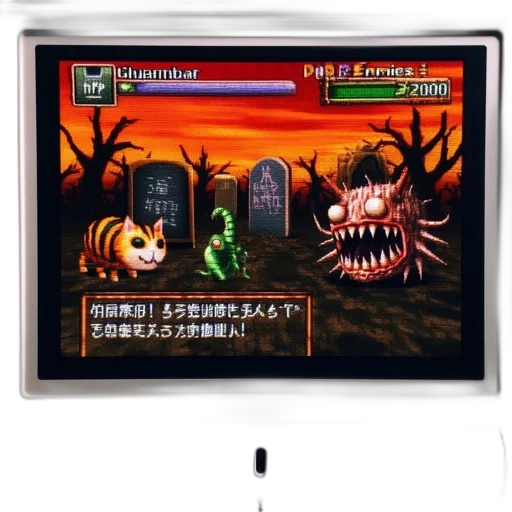 pixel art, concept art, video, game, set, gloomy, graveyard, during transparent PNG cut-out