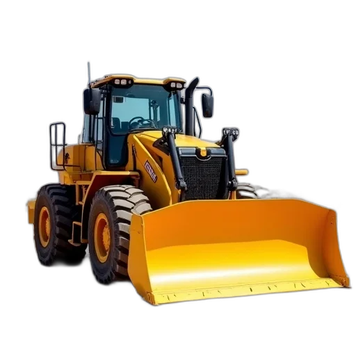 weapon, animal, robot, photorealistic, 3d render, yellow, bulldozer, brand transparent PNG cut-out