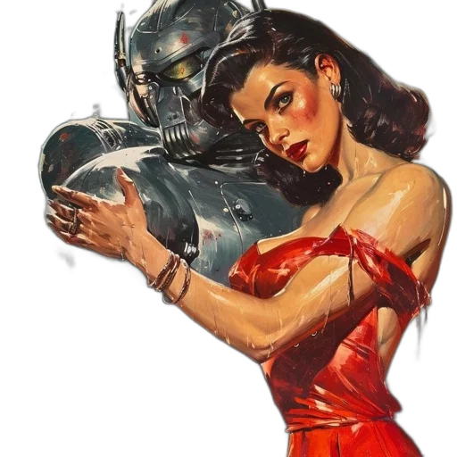 robot, mask, weapon, dress, comic book art, concept art, cyberpunk, fantasy art transparent PNG cut-out