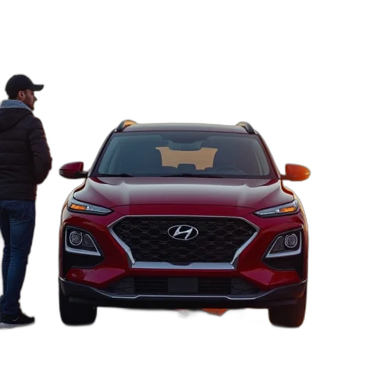 car, hat, staff, 3d render, fire, neon lights, man, standing transparent PNG cut-out