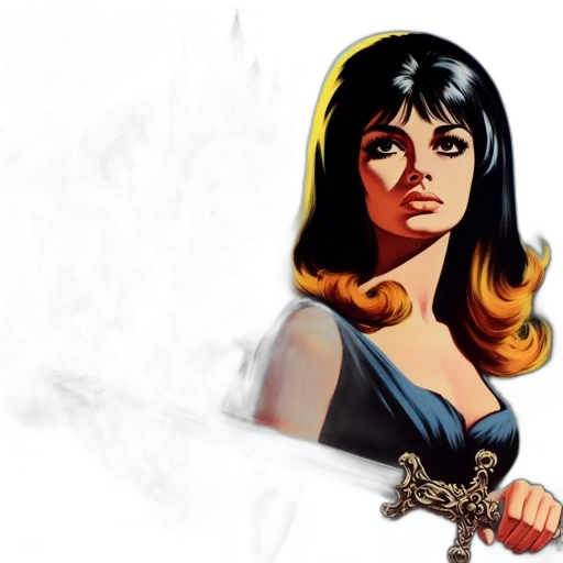 sword, weapon, comic book art, fantasy art, concept art, cartoon, fire, vintage transparent PNG cut-out
