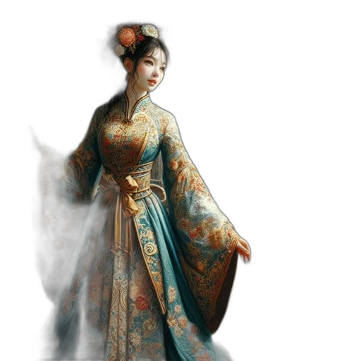 dress, staff, dragon, concept art, fantasy art, photorealistic, oil painting, blue transparent PNG cut-out