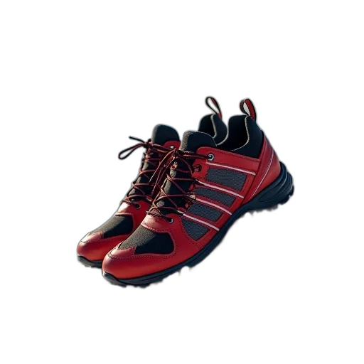 shoes, 3d render, photorealistic, red, alpine transparent PNG cut-out