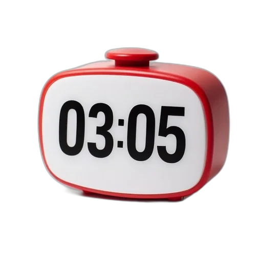 3d render, modern, digital, alarm, clock, white, red, design transparent PNG cut-out