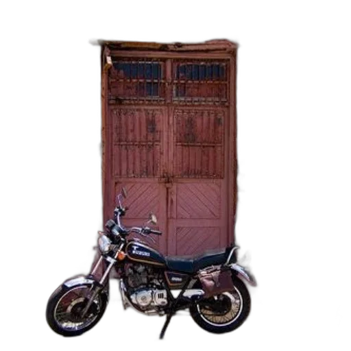 furniture, 3d render, vintage, motorcycle, parked, front, old, weathered transparent PNG cut-out
