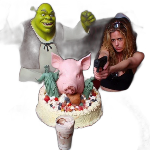 food, concept art, 3d render, inside, dining, establishment, shrek, statue transparent PNG cut-out