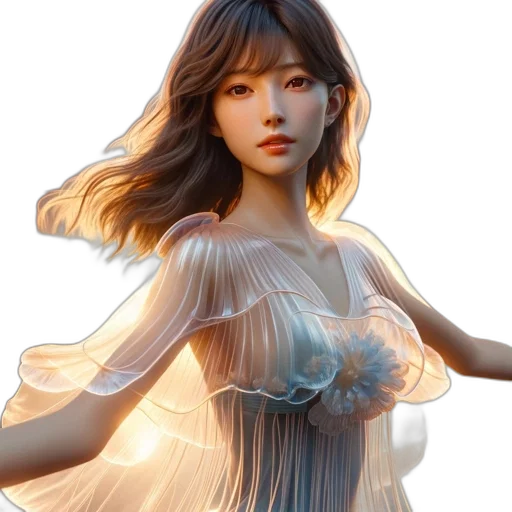 dress, photorealistic, fantasy art, concept art, 3d render, pastel, golden, blue transparent PNG cut-out