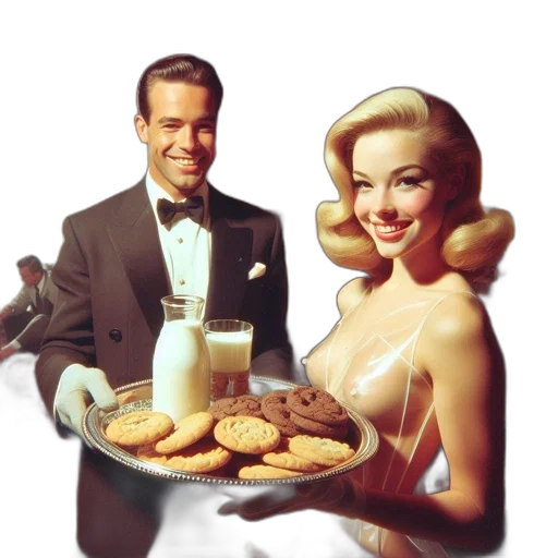 food, photorealistic, concept art, comic book art, couple, one, formally, attired transparent PNG cut-out