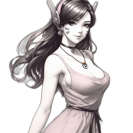 dress, staff, face, fantasy art, concept art, anime, pixel art, monochrome transparent PNG cut-out