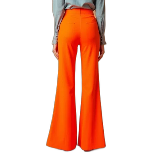 neon, colorful, monochrome, pair, bright, orange, pants, wide transparent PNG cut-out