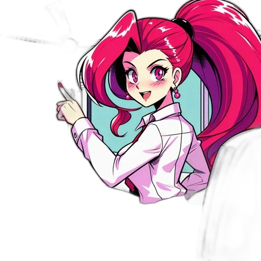 staff, weapon, jacket, hair, anime, concept art, cartoon, vaporwave transparent PNG cut-out