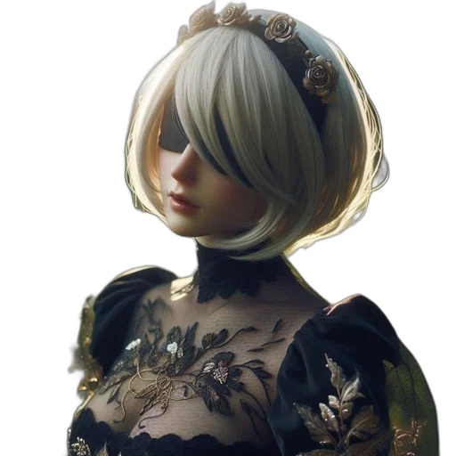 dress, crown, mask, face, concept art, fantasy art, photorealistic, 3d render transparent PNG cut-out