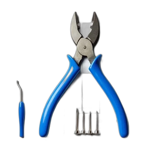staff, weapon, jewelry, pair, blue-handled, pliers, metal, jaw transparent PNG cut-out