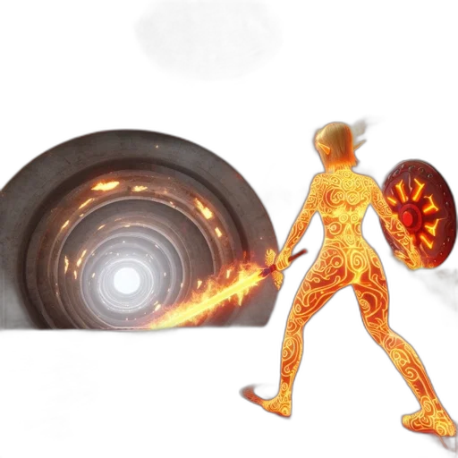 weapon, robot, mask, creature, concept art, 3d render, fire, outer space transparent PNG cut-out