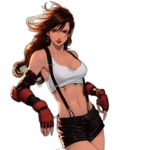 comic book art, concept art, pixel art, fantasy art, red, woman, long, dark transparent PNG cut-out