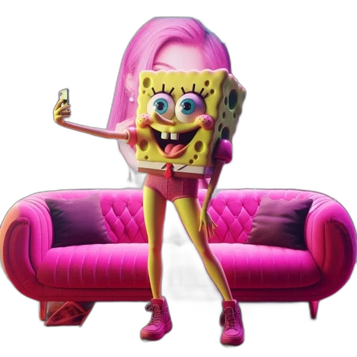 furniture, robot, dress, animal, 3d render, concept art, cartoon, vaporwave transparent PNG cut-out