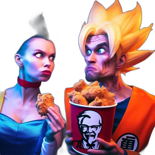 food, concept art, 3d render, fantasy art, photorealistic, two, animated, characters transparent PNG cut-out
